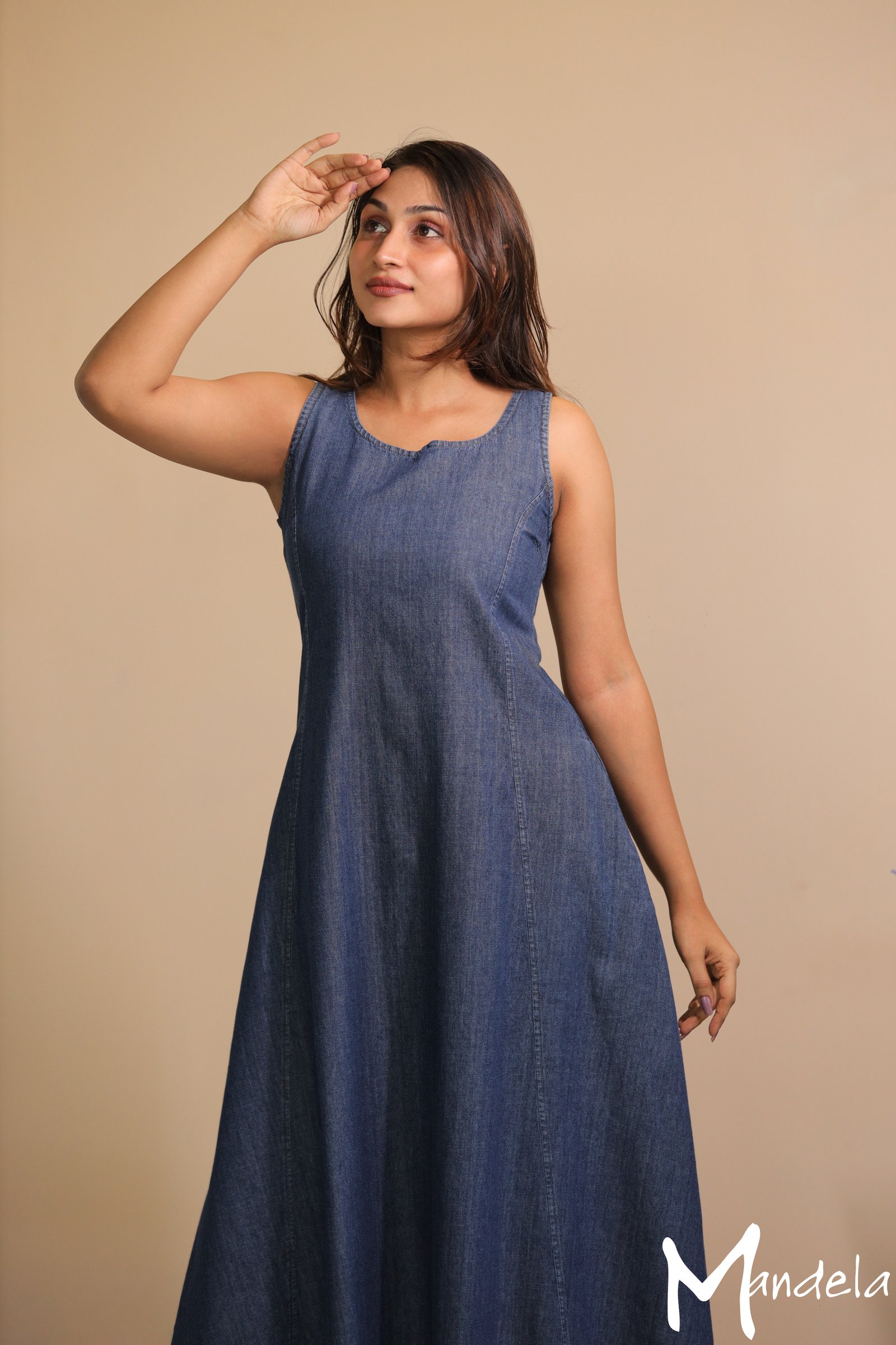 Sleeveless Midi Denim Dress
